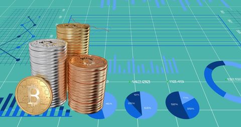 Digital Financial Data with Bitcoin Currency Symbols - Download Free Stock Images Pikwizard.com
