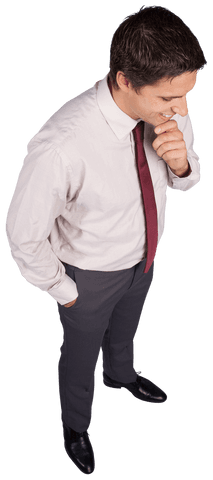 thoughtful businessman touching chin in transparent background - Download Free Stock Videos Pikwizard.com