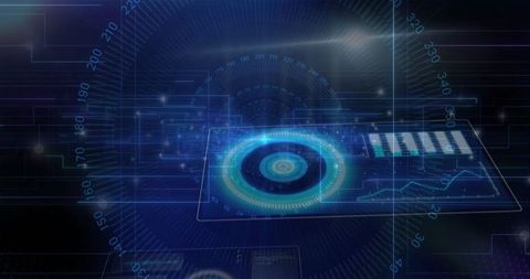 Futuristic Holographic Interface with Data Visualization Elements