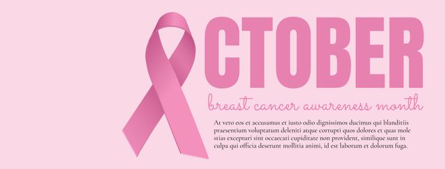 October Breast Cancer Awareness Banner with Pink Ribbon - Download Free Stock Templates Pikwizard.com