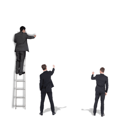 Diverse business professionals reaching transparent future