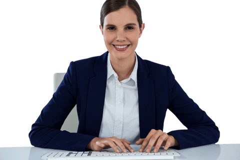 transparent businesswoman typing on keyboard at desk - Download Free Stock Videos Pikwizard.com
