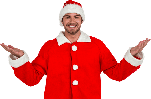 transparent santa-clad man expressing cheerful holiday spirit - Download Free Stock Videos Pikwizard.com