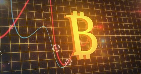 Glowing Bitcoin Symbol on Financial Data Grid Background - Download Free Stock Images Pikwizard.com