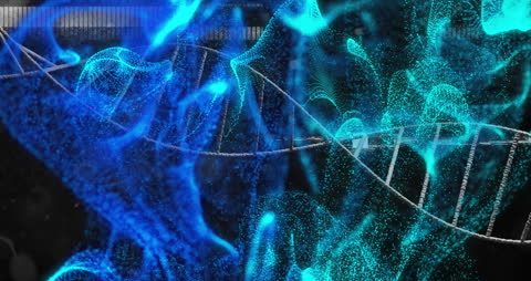Dynamic DNA Strand with Light Particles Background