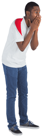 Transparent Excited Young Man Watching Sports Confident Look