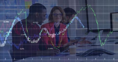 Business Team Analyzing Financial Analytics in Modern Office