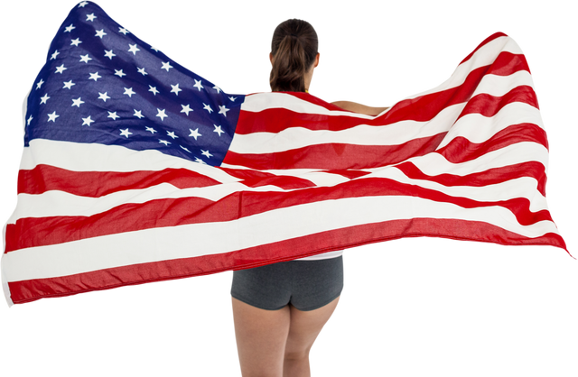 Patriotic Woman Holding Transparent American Flag - Download Free Stock Videos Pikwizard.com