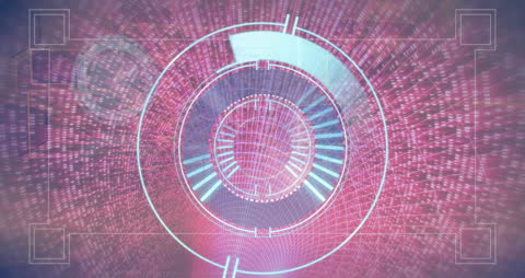 Futuristic Digital Data Visualization with Clock Overlay