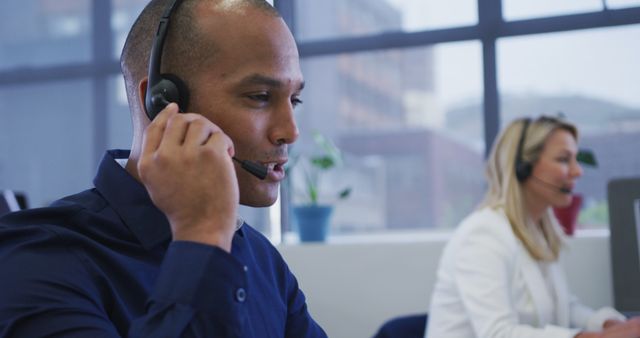 Customer Support Specialists Assisting Clients Using Headsets - Download Free Stock Images Pikwizard.com