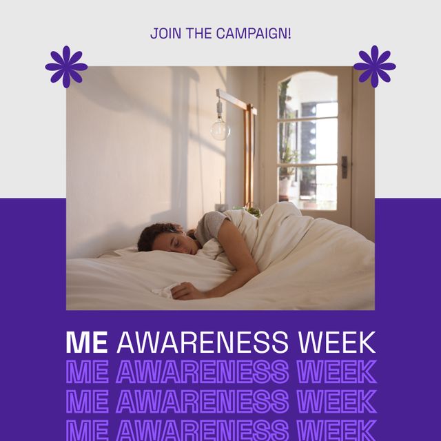 Woman Sleeping During ME Awareness Week Campaign Poster - Download Free Stock Templates Pikwizard.com