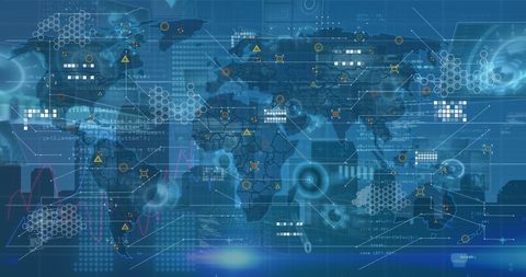 Global Data Processing Interface with Digital Map Overlay - Download Free Stock Images Pikwizard.com