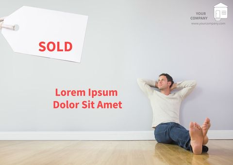 man celebrating property sold in empty room - Download Free Stock Templates Pikwizard.com