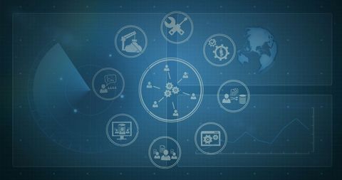 Digital Connection and Communication Interface with Global Network Icons - Download Free Stock Images Pikwizard.com