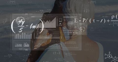 Senior couple analyzing shoreline data with technology overlays