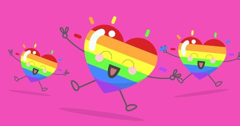 Cheerful Rainbow Hearts Celebrating LGBT Pride on Pink Background - Download Free Stock Images Pikwizard.com