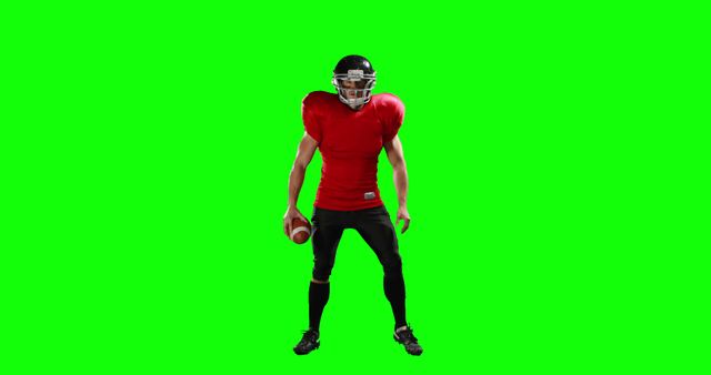 Athletic Football Player Holding Ball on Green Screen Background - Download Free Stock Images Pikwizard.com