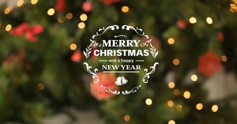 Elegant Merry Christmas and Happy New Year Wish with Tree