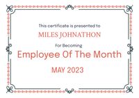 Employee Of The Month Text With Name And Date On White With Decorative